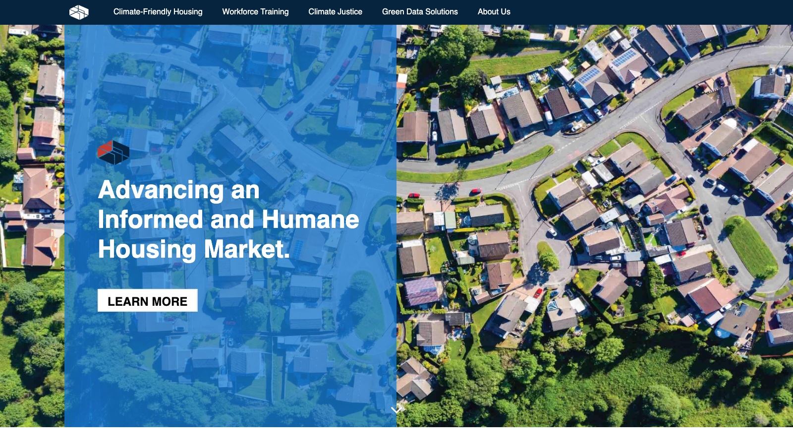 Screenshot of the Earth Advantage website featuring sustainable building resources, certification programs, educational content, and responsive website design.