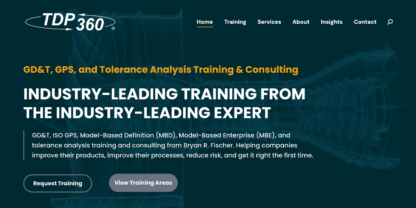 TDP360 homepage highlighting engineering training and consulting services
